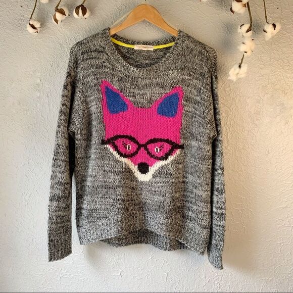 Rewind Sweaters - Rewind Cute Lightweight Fox Sweater Large